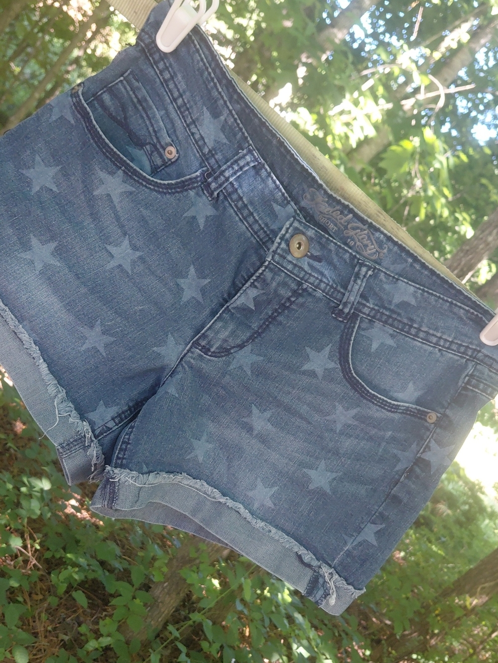 Faded Glory Blue Star-Print Denim Shorts